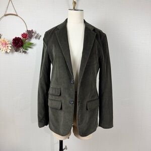 GOODALE Women Olive Green Corduroy Full Line Two Button Blazer size Small